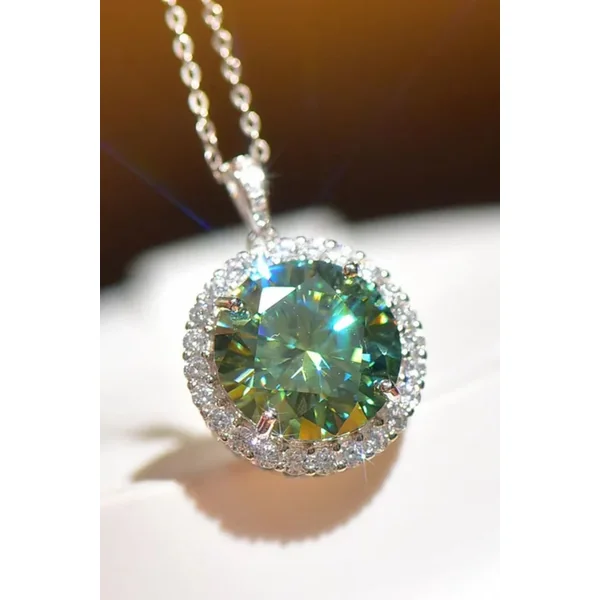 10 Carat Moissanite Pendant Platinum-Plated Necklace