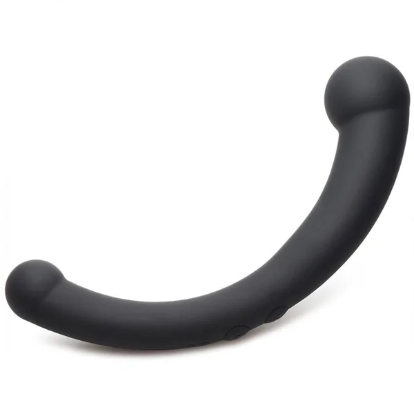 10X Vibra-Crescent Vibrating Silicone Dual-Ended Black Dildo