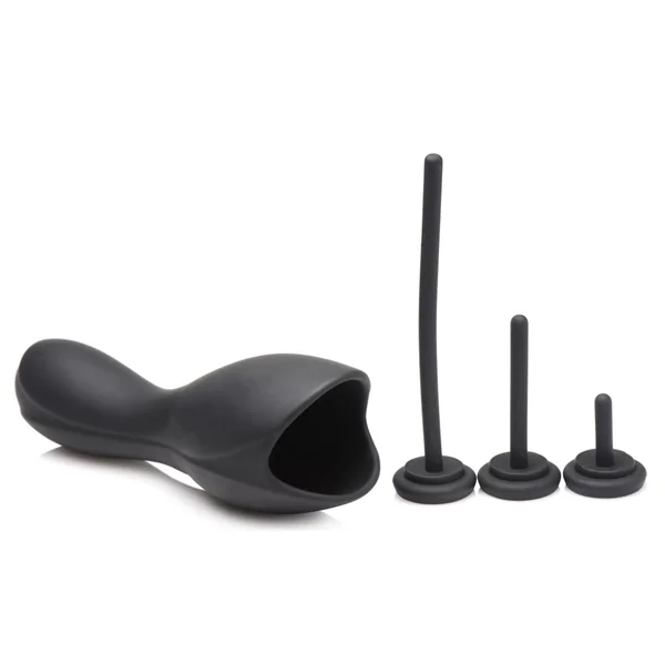 10x Vibrating Penis Head Teaser With Urethral Sounds - Black