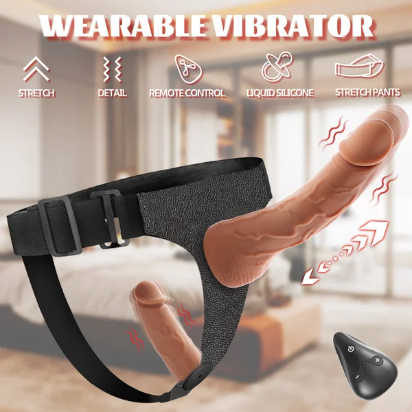 2025 Best Wearable Double Dildos with vibrating telescoping for lesbian