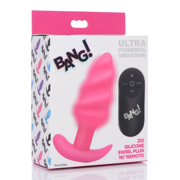 21x Silicone Swirl Plug With Remote - Pink