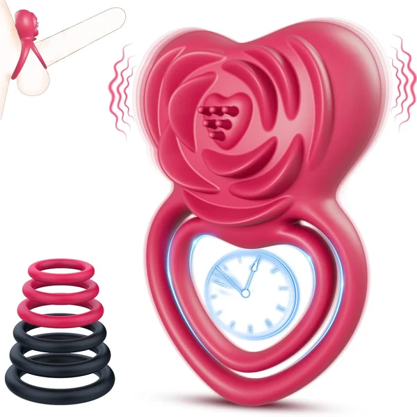 2 in 1 Vibrating Cock Ring Rose Vibrator