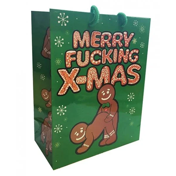 2 Pcs Merry F*cking Christmas Gingerbread Gift Bag – Novelty Gift Bag
