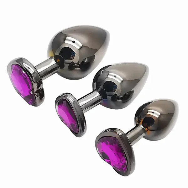 3PCS Anal Plug Anal Training Metal Adult Trainer Kit Toy Crystal Diamond