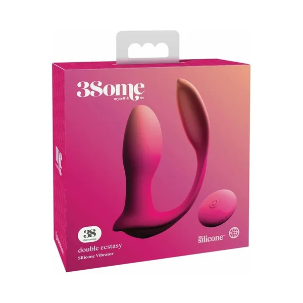 3Some Double Ecstasy Dual Stimulation Silicone Vibrator Red
