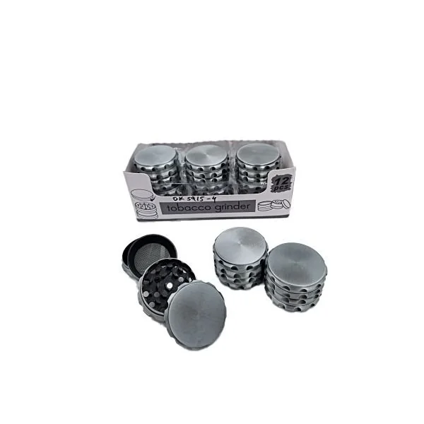 4 Part 50mm Grinder Plain Silver With Silted Corners