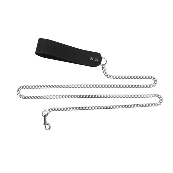 4FT CHAIN LEASH W/ LEATHER HANDLE