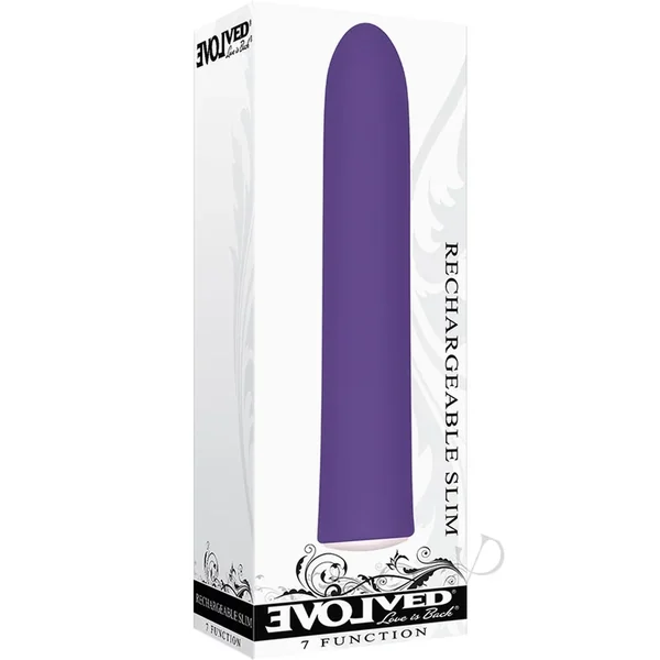 7 Function Rechargeable Slim Traditional Vibrator Waterproof Purple