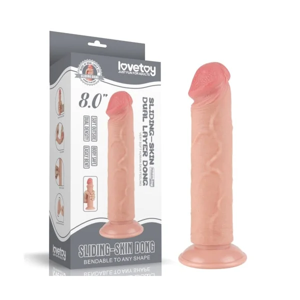 8" Sliding Skin Dual Density Dildo Without balls