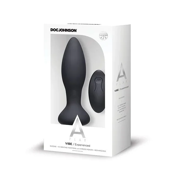 A Play Rechargeable Silicone Experienced Anal Plug w/Remote – Black