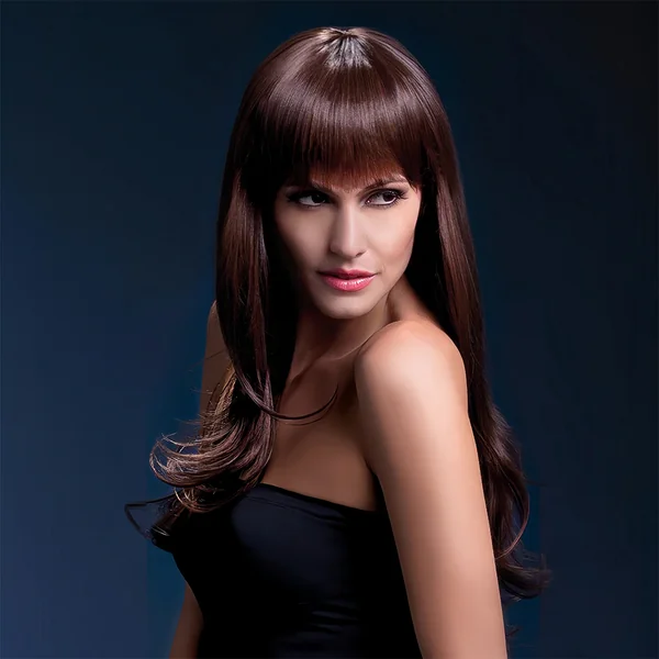 Abell'a Brunette Bombshell 60cm Wavy Synthetic Wig With Bangs
