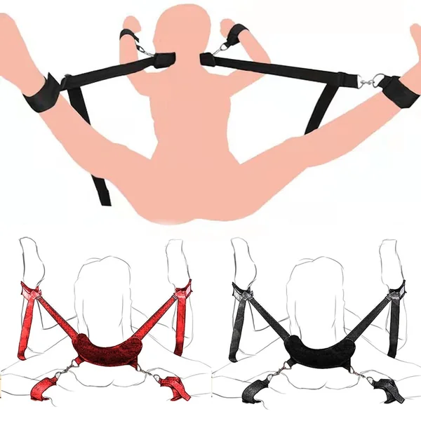 Adjustable Handcuffs & Ankle Cuffs Adult Sex Toys For Woman Couples Restraints Collar Slave Erotic Bdsm Bondage Set Fetish Games