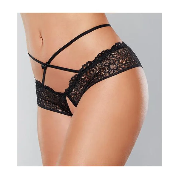 Adore Crayzee Open Panty W/criss Cross Waist Straps & Lace (One-Size)
