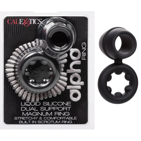 Alpha Liquid Silicone Dual Support Magnum Ring - Black