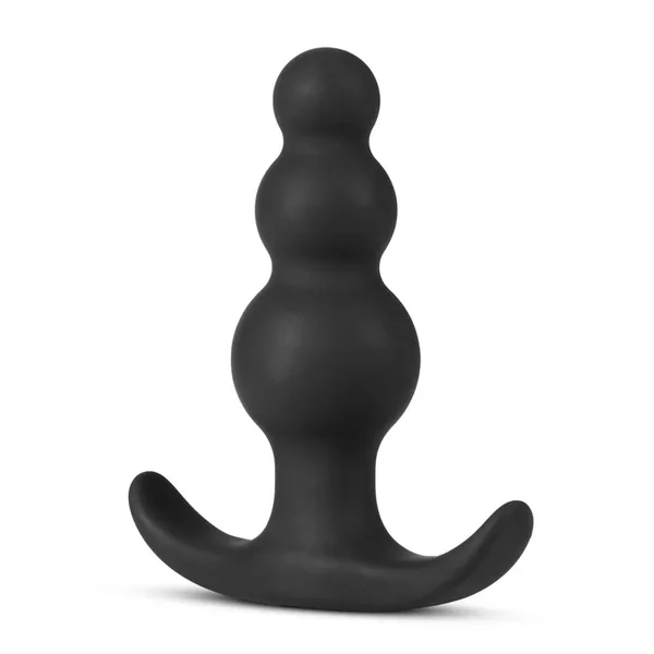 Anal Adventures Platinum Beaded Silicone Butt Plug – Black