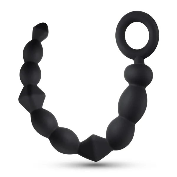 Anal Adventures Platinum - Silicone Beginner Anal Beads - Black