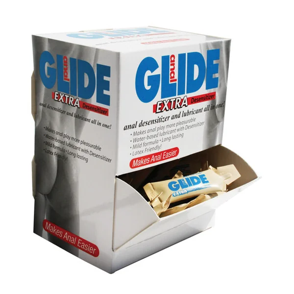Anal Glide Extra Sample Packet Display - Display Of 50