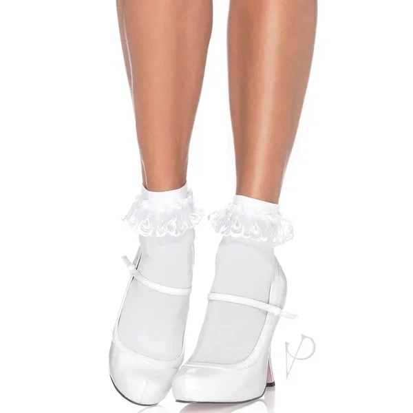 Anklet W Lace Ruffle Os White Socks