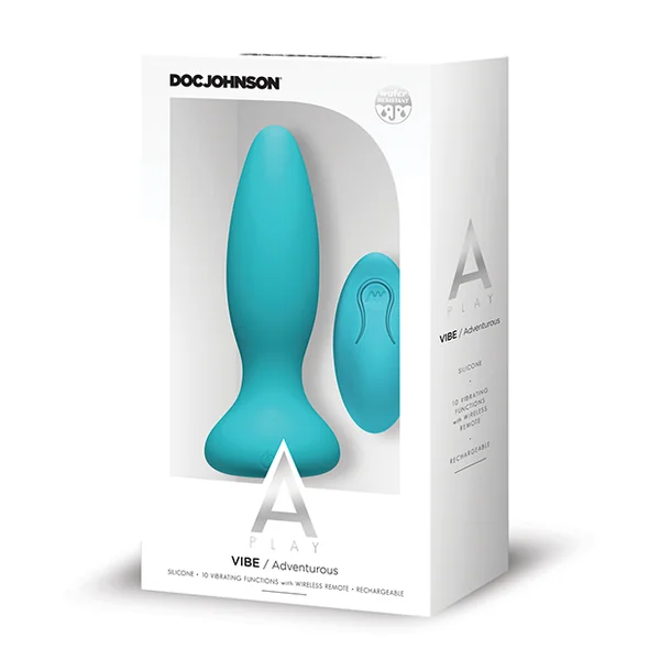 A-PLAY VIBE ADVENTUROUS ANAL PLUG RECHARGEABLE W/ REMOTE TEAL