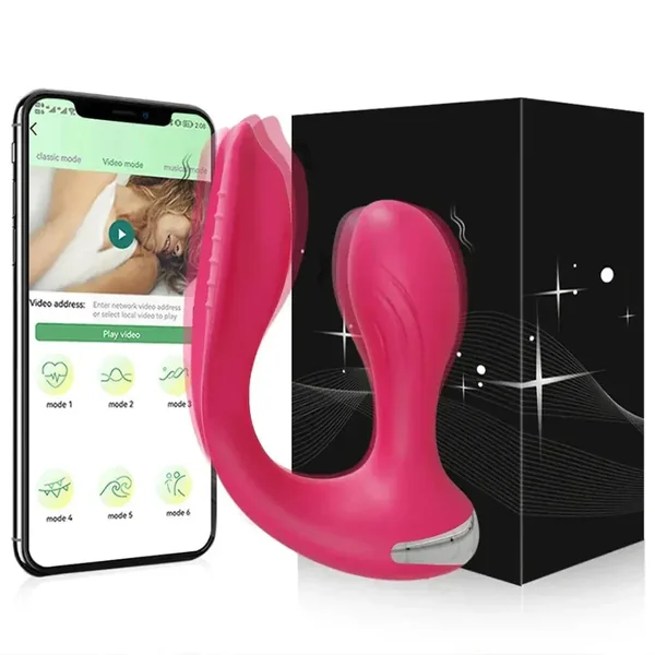 App Control Dual Ended Vibrator for Women Clit Anal Stimulation Couples - Red