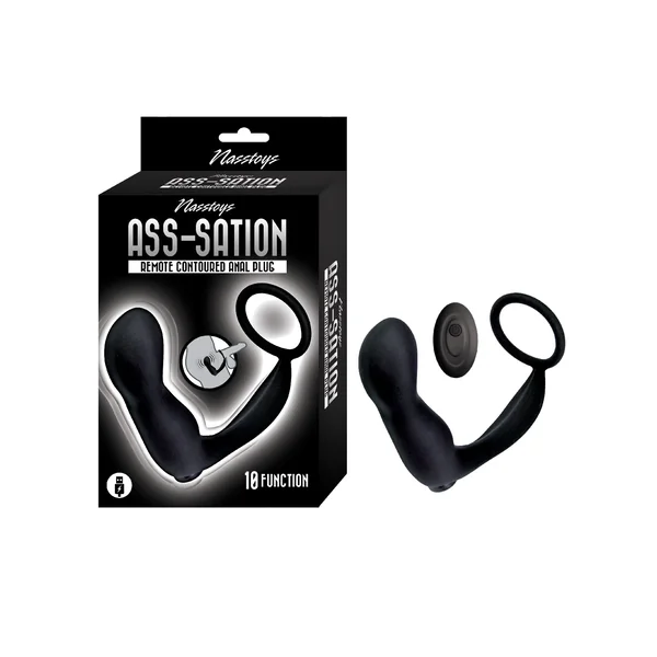 Ass-station Contoured Anal Plug w/Remote - Black