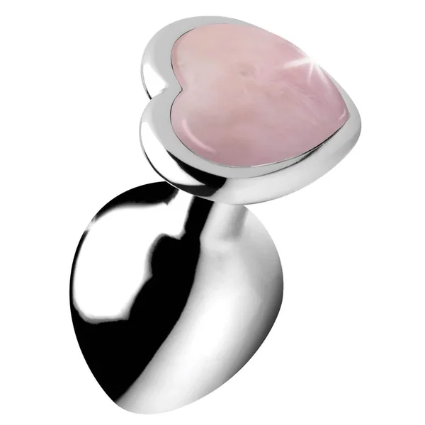 Authentic Rose Quartz Gemstone Heart Anal Plug – Medium