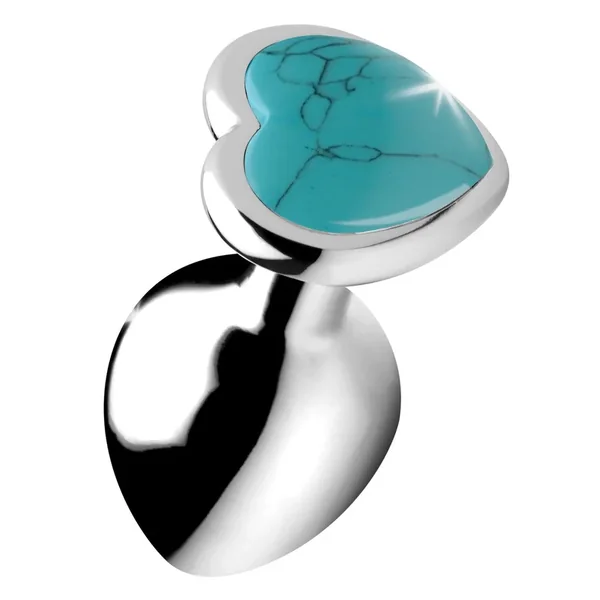 Authentic Turquoise Gemstone Heart Anal Plug – Medium