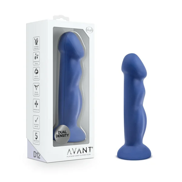 Avant D12 Suko 8 Inch Blue Silicone Dildo with Suction Cup by Blush Novelties