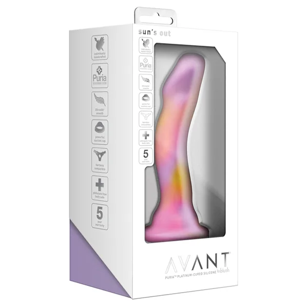 Avant Sun's Out Pink: Artisan 7 Inch Curved P-Spot / G-Spot Dildo with Suction Cup Base - Elegantly Made with Smooth Ultrasilk Purio Silicone