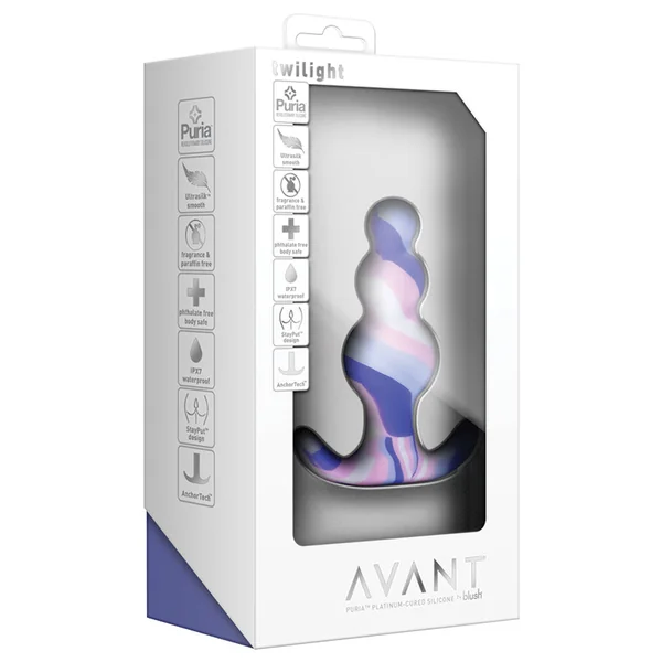 Avant Twilight Blue: Artisan 3 Inch Tapered Stayput Butt Plug with Pleasure Curves - Elegantly Made with Smooth Ultrasilk Purio Silicone