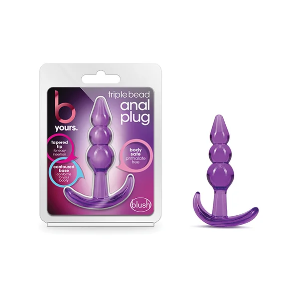 B YOURS TRIPLE BEAD ANAL PLUG PURPLE