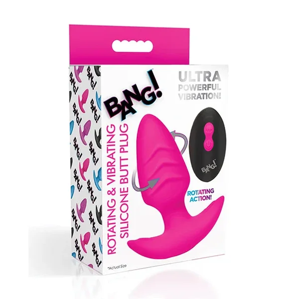 Bang! Rotating & Vibrating Tapered Butt Plug w/Remote – Pink