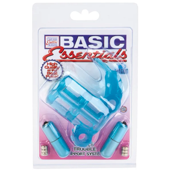 Basic Essentials Double Trouble Vibrating Support System - Blue