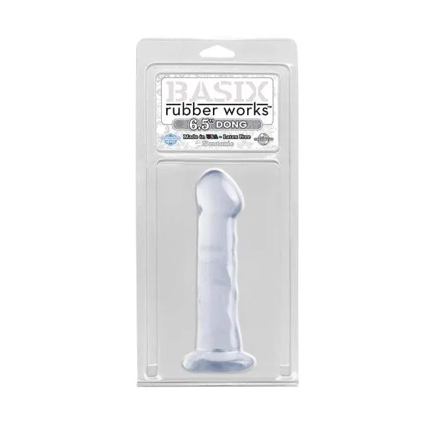 Basix Rubber Works - 6.5 Inch Dong With Suction Cup - Clear