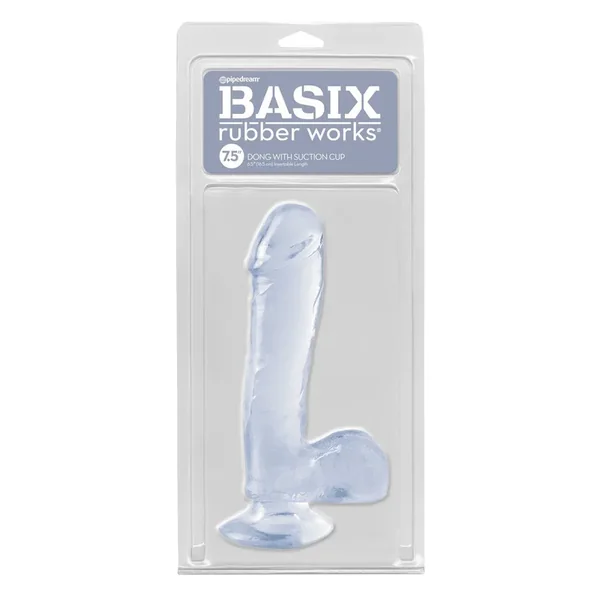 Basix Rubber Works 7.5″ Dong w/Suction Cup – Clear