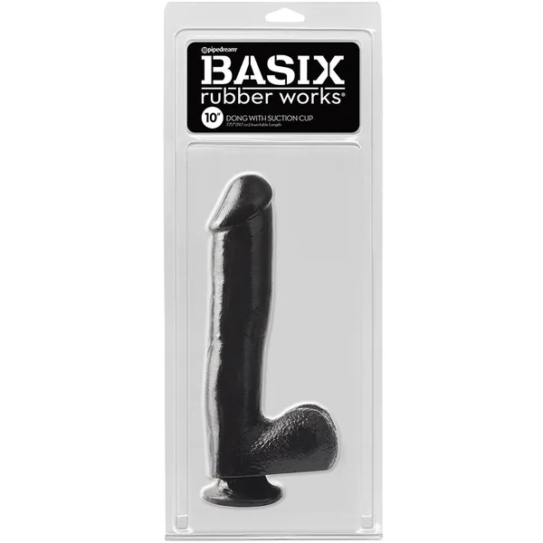 Basix Rubber Works Dong with Suction Cup - Black 10"