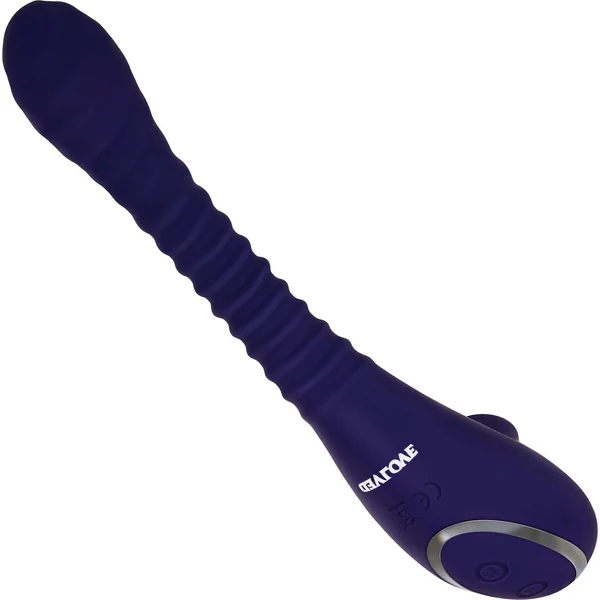 Bendable Sucker Silicone Rechargeable Dual Stim Clitoral Sucker & Insertable Textured Vibrator By Evolved Novelties