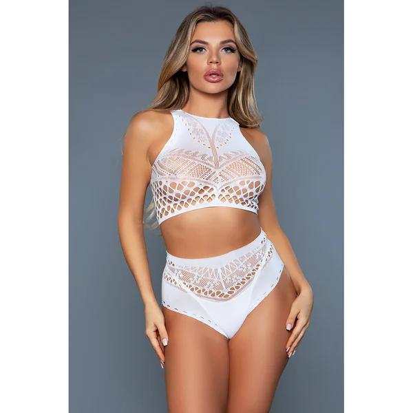 BeWicked – 2pc Set Halter Neck Criss Cross – White