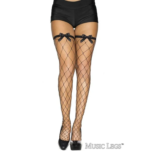 Big Net Bow Stockings by Music Legs