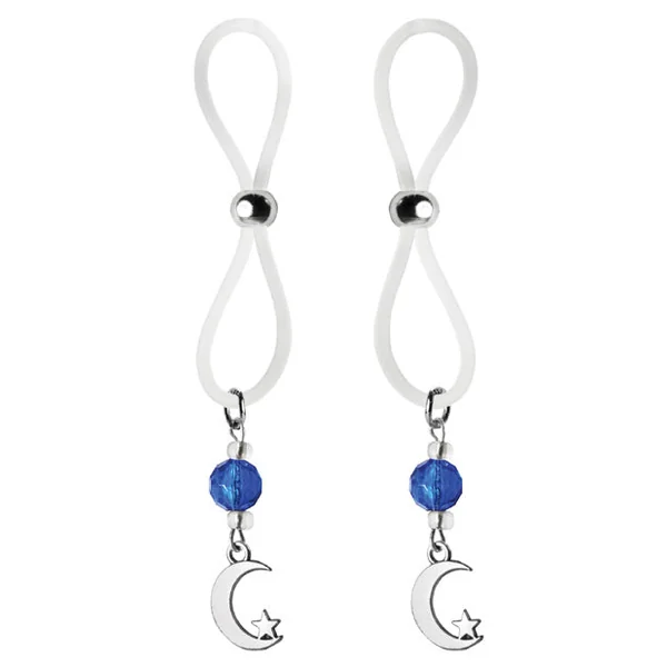 Bijoux De Nip Nipple Halos Moon & Star Charm - Blue-clear