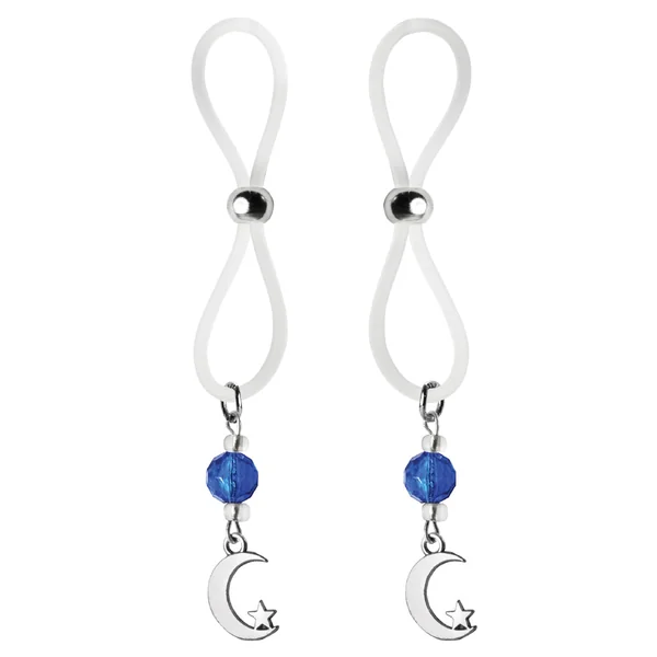 Bijoux De Nip Nipple Halos Moon & Star Charm - Blue-clear