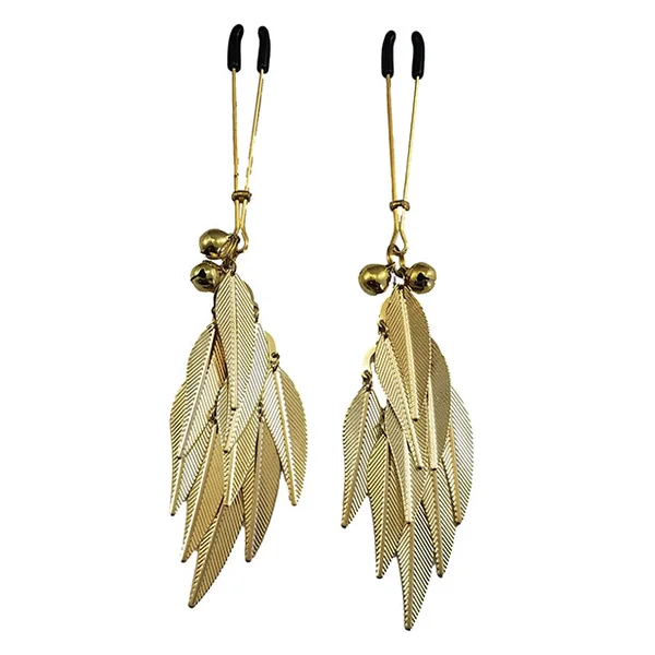 Bijoux De Nip Tweezer Nipple Clamp W-metal Feathers - Gold