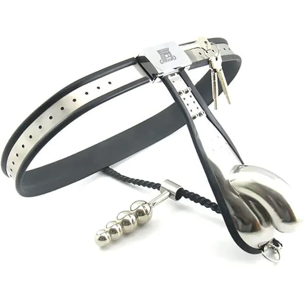 Black Emperor Fully Locking Male T Type Chastity Belt Cock Cage