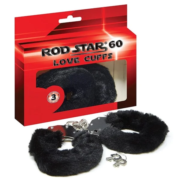 Black Plush BDSM Handcuffs - Love Cuffs | Adjustable, Comfortable & Stylish
