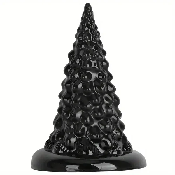 Black PVC Christmas Tree Cone Anodized Anal Plug For Adults