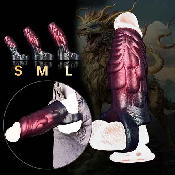 Black Samurai Cock Sleeve Men Sheath - Fantasy Silicone Delay Ejaculation Penis Extender