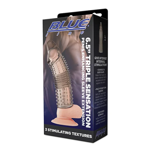 Blue Line C & B 6.5" Triple Sensation Penis Enhancing Sleeve Extension - Smoke