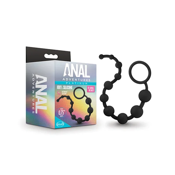 Blush Anal Adventures Platinum Silicone 10 Anal Beads - Black