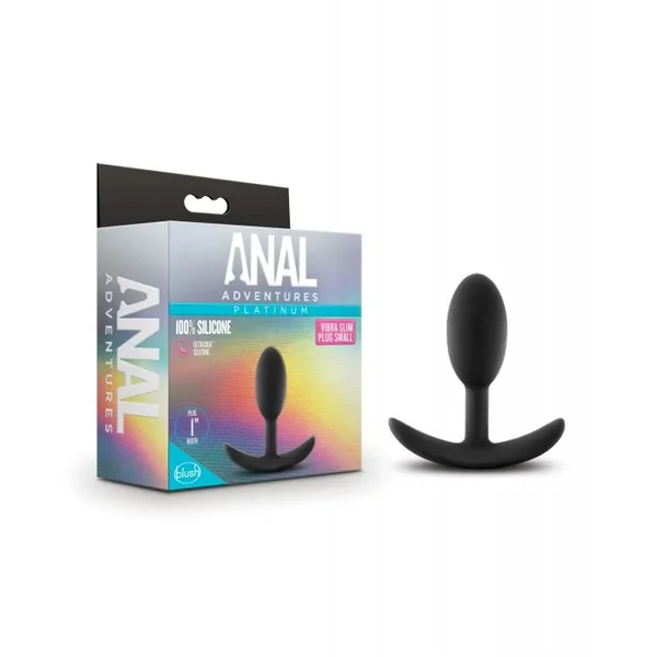 Blush Anal Adventures Platinum Silicone Vibra Slim Plug Small – Black