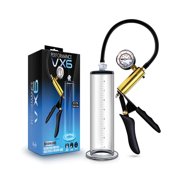 Blush Performance Vx6 Vacuum Penis Pump W-brass Pistol & Pressure Gauge - Clear